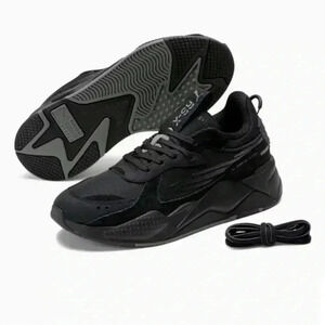 Puma RS-X PEB Sz 5.5 Boys Black Sneakers Casual Shoes Platform‎